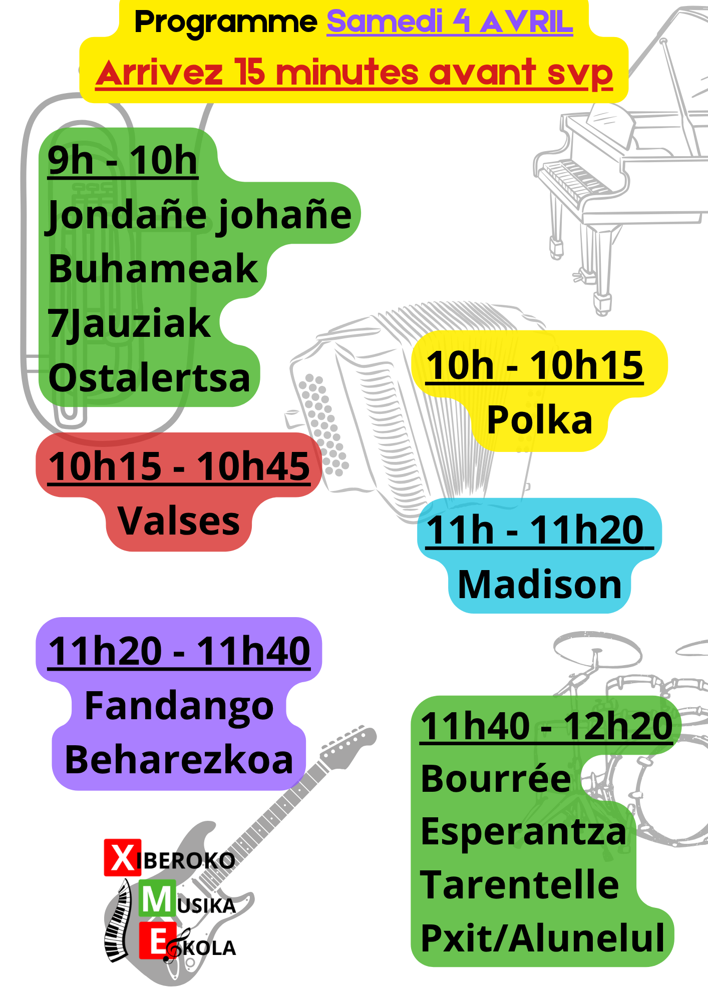 Programme Répétition samedi 4 Avril